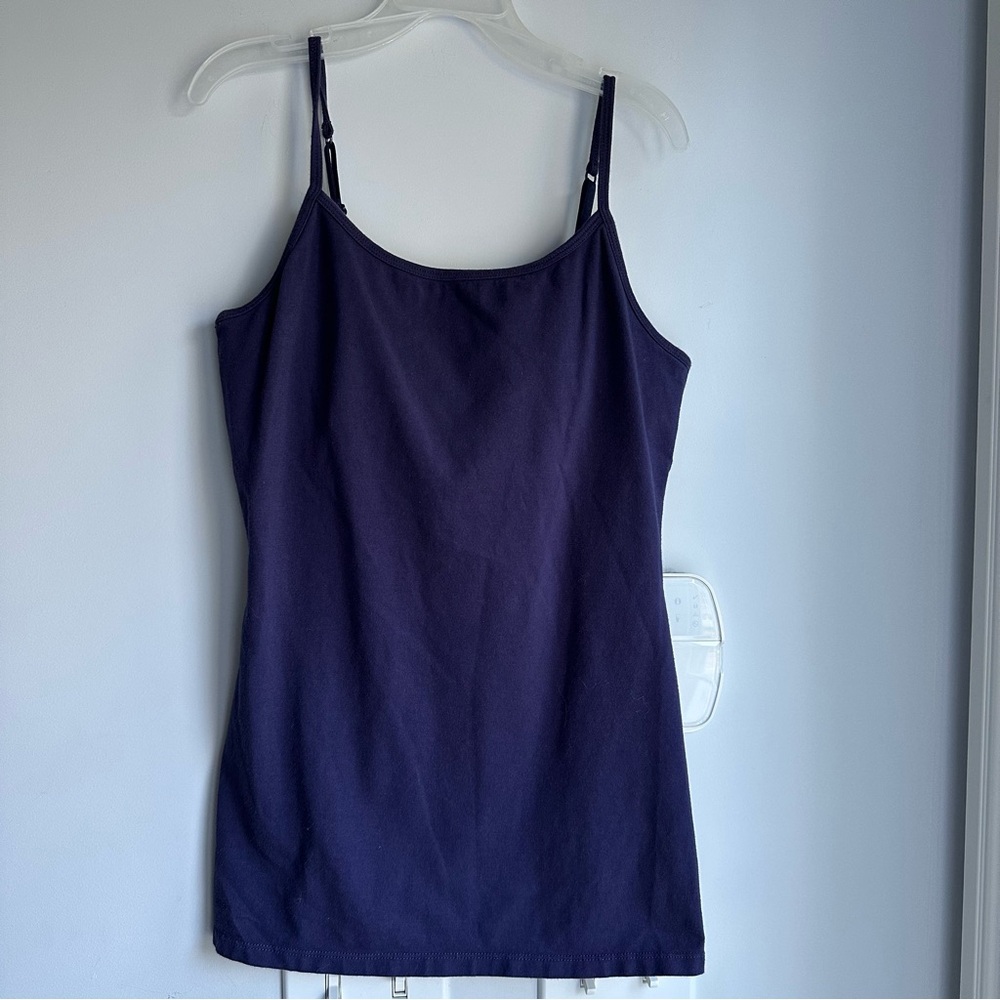 Chelsie Girls Navy tank top Camisole with built in bra and adjustable straps S